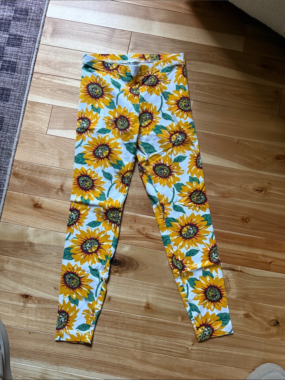 Sunflower Print Leggings - Yellow/Green